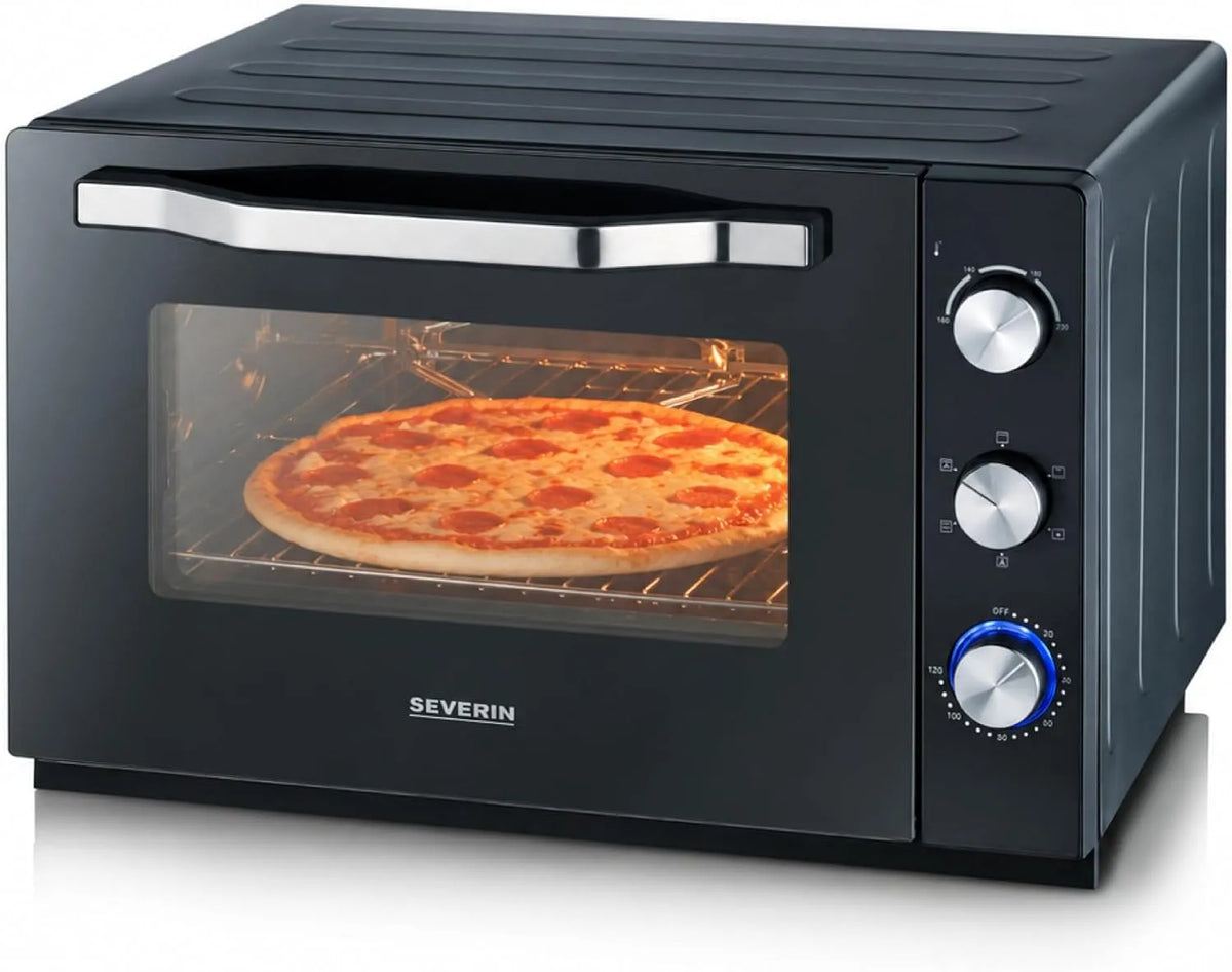Severin Pizzastein und Drehspieß, xxL Back-Ofen mit Umluft, 60 L, 2200 W