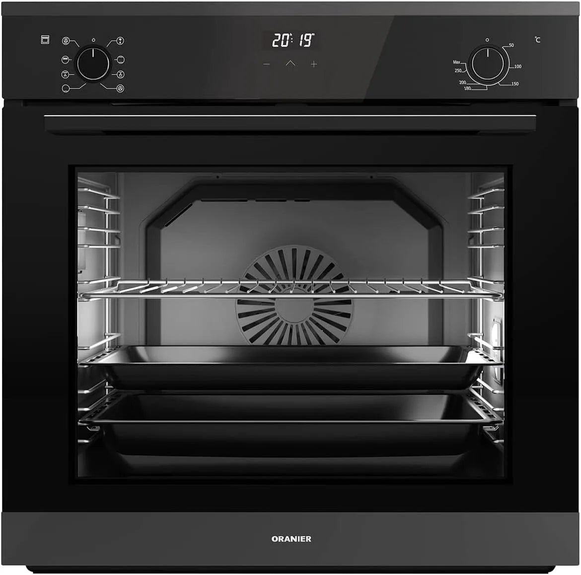Backofen, 80 L, Oranier EBS420, Einbau, autark, Schwarz, Knebel versenkbar