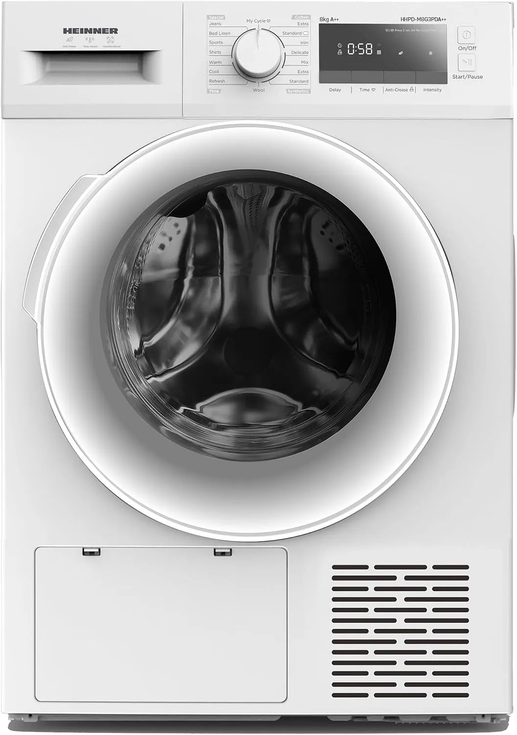 Modell HHPD-M8G3PDA, HHPD-M8G3PDA++ Warmtepompdroger, 8 kg Droogcapaciteit, 5 Jahre Garantie, Weiß, Energieklasse A++, Sensor-gestuurd Drogen voor