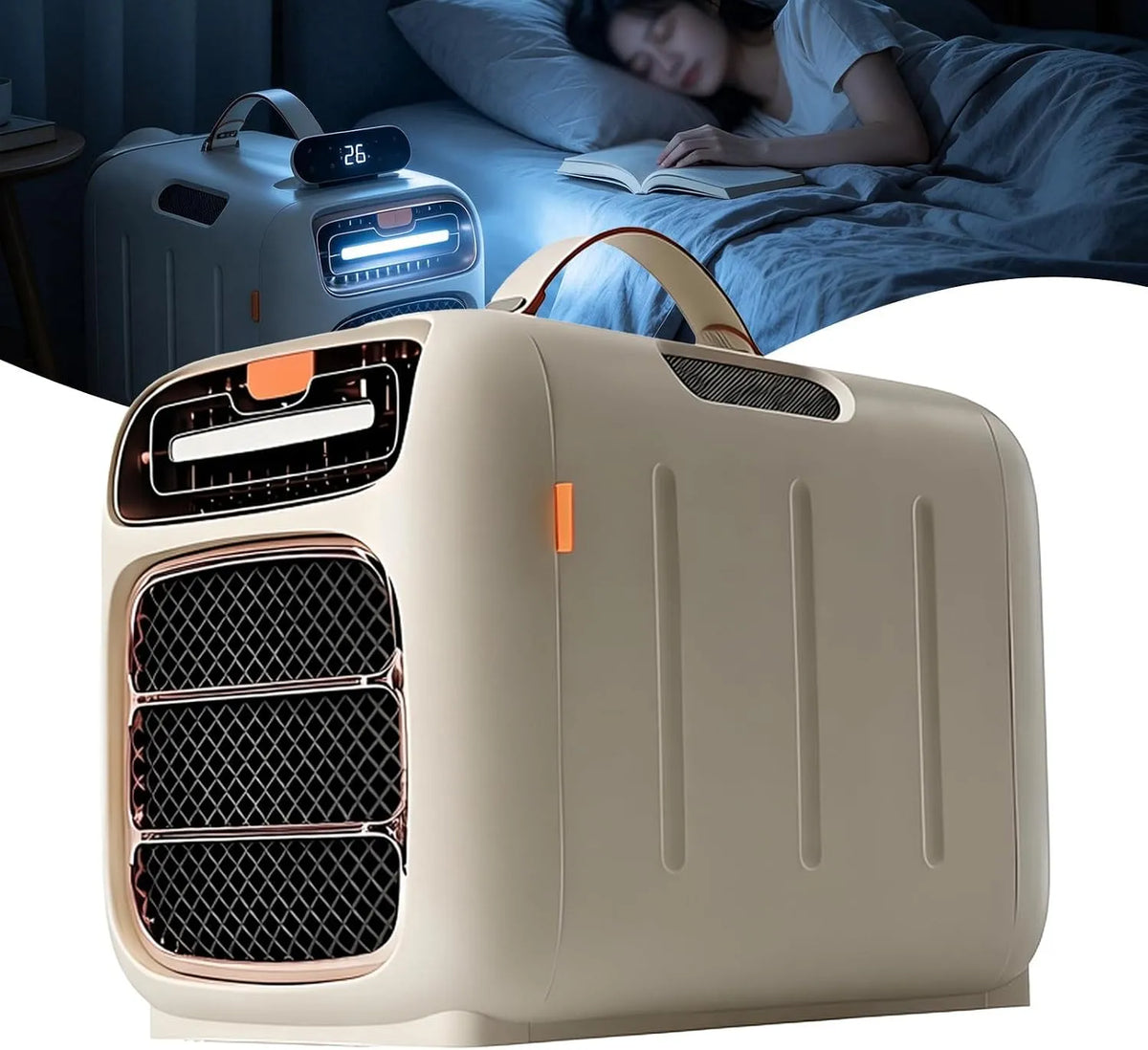 Klimaanlage, 1400 W, 45 dB, Touch-Bedienung, Timer, leise, 1400W Kühlleistung, kompakte Dual-Schlauch-Einheit mit Touch-Steuerung Coolingonly
