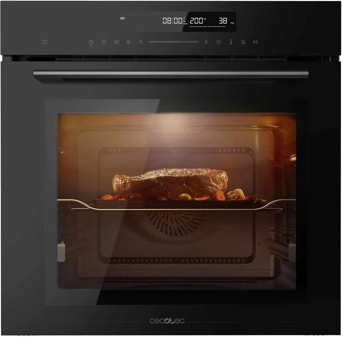 Cecotec 60 cm, Integrierbarer Ofen, Glas Black A+. 2900 W, 72 l Bolero Hexa SM406000, 12 Funktionen mit Steak Master, Steam Assist, Steam EasyClean