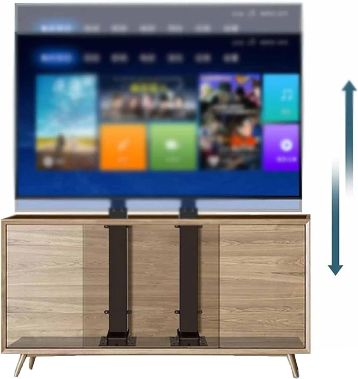 Smart TV 55-100-inch, 130 cm, Fernseher, tragbar, motorisierte TV-Halterung mit Fernbedienung und manueller Steuerung mit Speicherfunktion