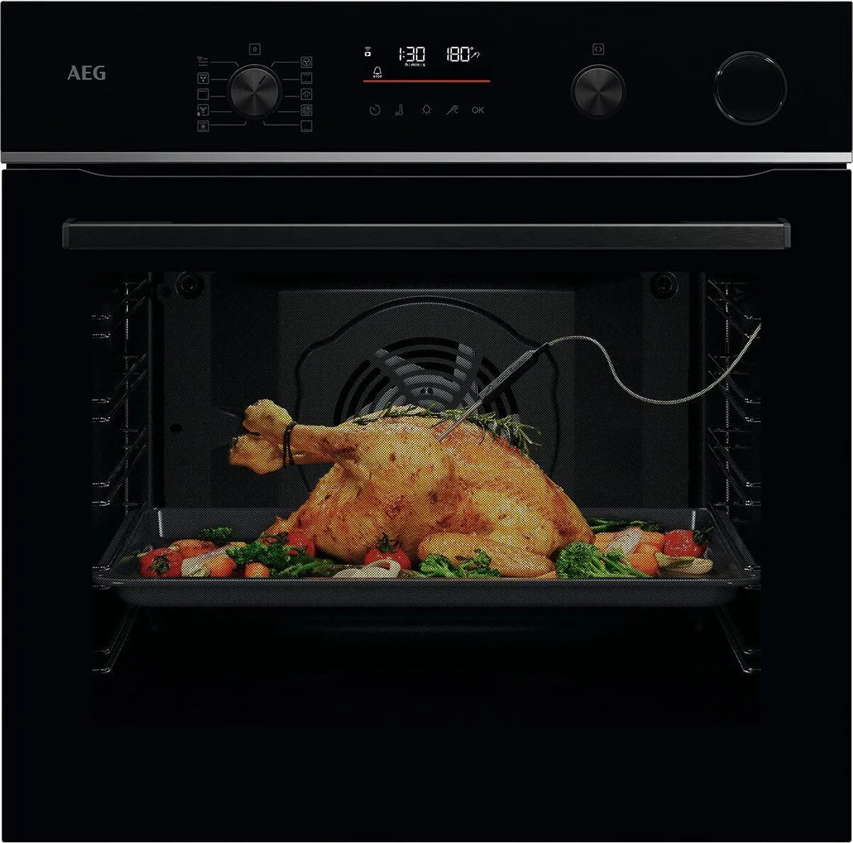 AEG Serie 6 TR6PB50WSB Backofen, Einbau, Touch-Bedienung, WLAN, Dampf, 2 Temperaturzonen, Serie 6 LED-Touchdisplay, Pyrolyse Selbstreinigung
