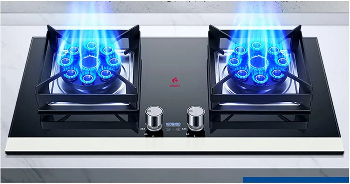 Gaskochfeld, Gaskocher, 2 KW, LPG/NG, Size: LPG, Gasherd, Kochfeld, Gehärtetes Glas, Doppelherdbrenner, Dual Fuel, Leicht Zu Reinigen, For Wohnmobile
