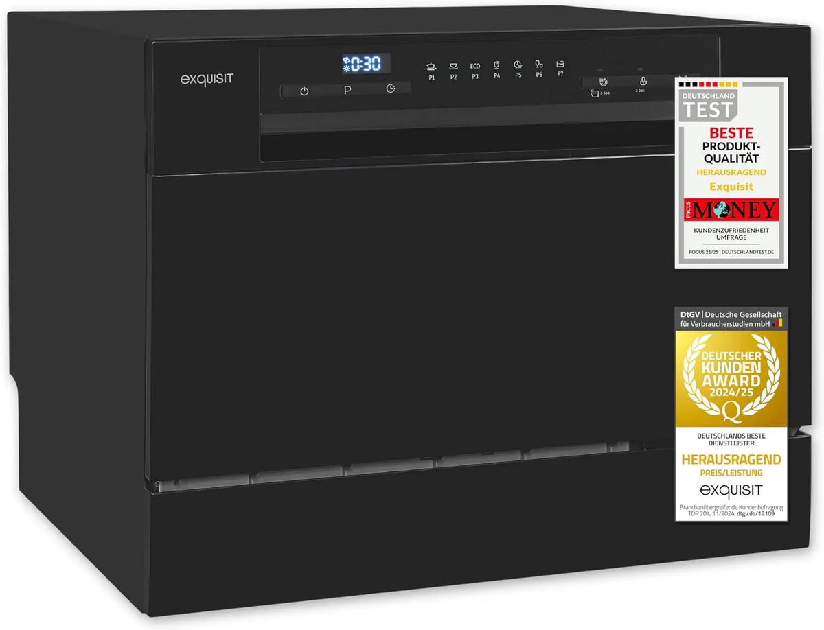 Exquisit GSP5206-030D Geschirrspüler, Spülmaschine, Schwarz, Exquisit GSP5206-030D Tischgeschirrspüler - Mini Spülmaschine Schwarz
