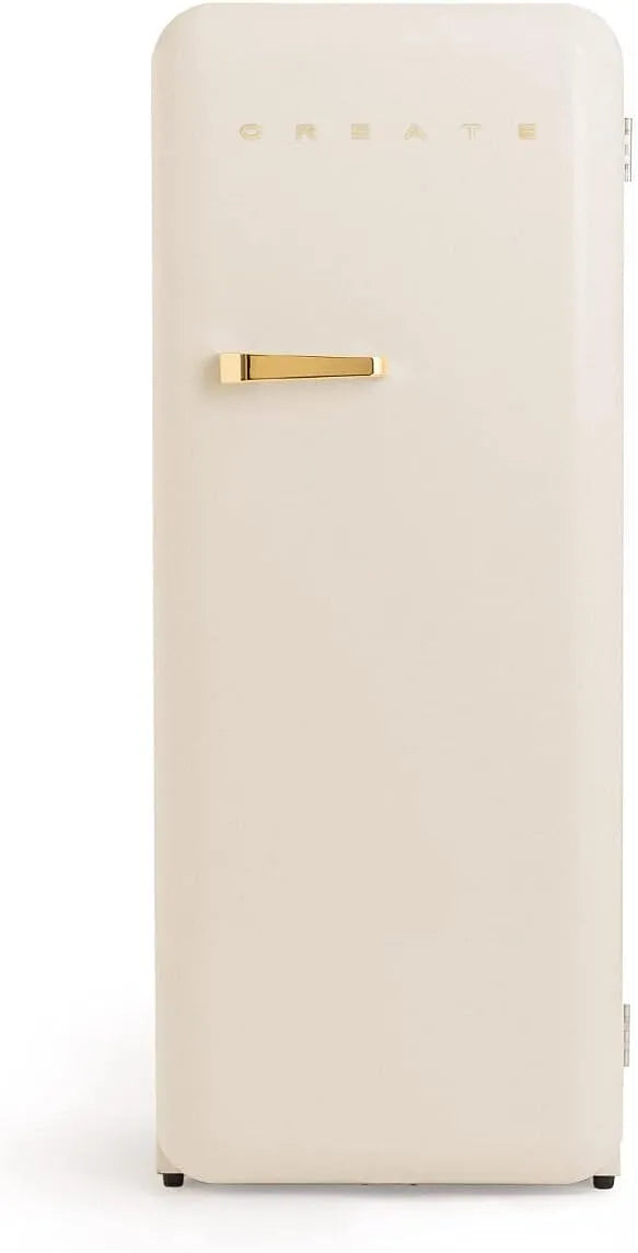 Kühlschrank, 281 L, 60x60x150cm, 102 W, Gefrierfach, 2 Temperaturzonen, Griff Gold, 102W, 3 Ablagen, CREATE/RETRO FRIDGE 150 GOLD, 150cm, niedriger