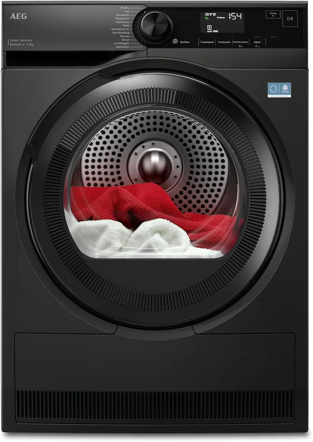 AEG Serie 7000 TR7TS75690 Wäschetrockner, 9 kg, Serie 7000 SensiDry - Schonendes & Energiesparendes Trocknen, Dunkelsilber, Mengenautomatik
