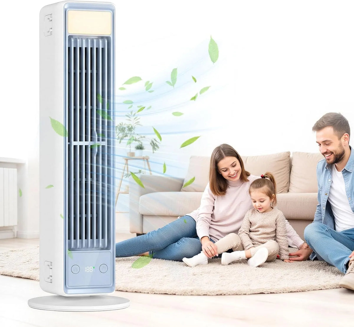 Klimaanlage, tragbar, 3 Geschwindigkeiten, leise, Weiß, Energieeffizienter Ventilator ohne Flügel, Mini Air Conditioner für Schlafzimmer, Büro und