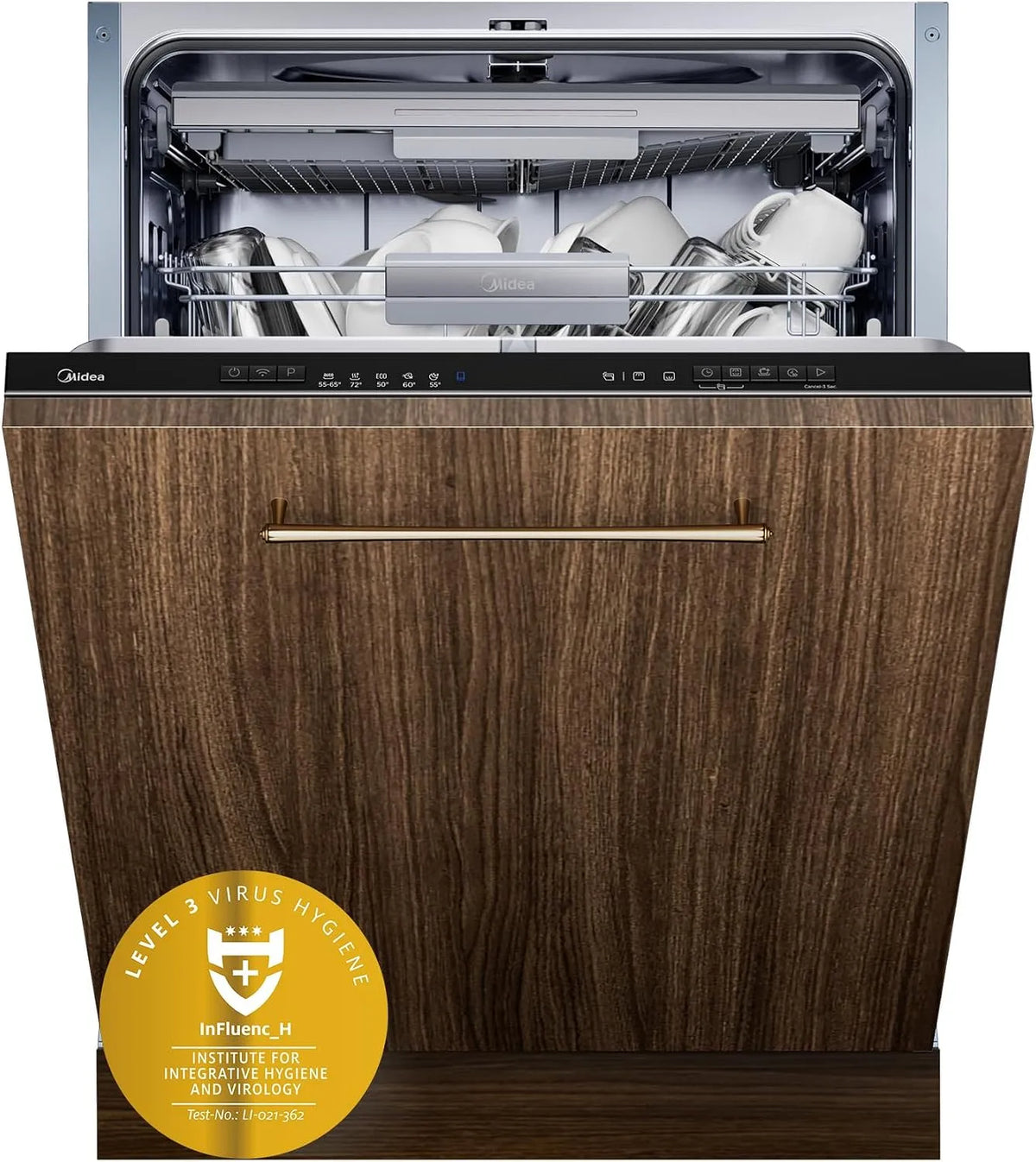 Geschirrspüler, 60 cm, 7 Programme, 42 dB, Spülmaschine, Midea 7.03M14B, Hygiene, vollintegriert, WLAN, 14 MGD, 42dB, Besteckschublade, Dualzone Wash