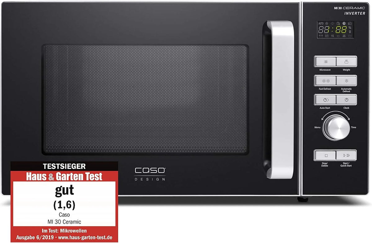 Caso Mikrowelle, 30 L, Inverter, Edelstahl, Mikrowellenofen, Silber, 8 Koch-Programme, 1000 Watt, 30 L Garraum, Testsieger Haus & Garten