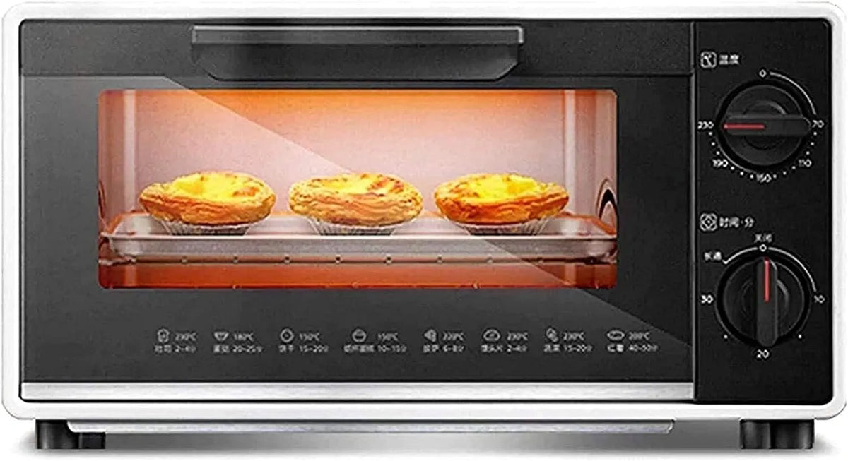 Backofen, 10 L, 800 W, Glas, herausnehmbar, Elektrobackofen Doppelglastür Herausnehmbare Krümelschublade 800W