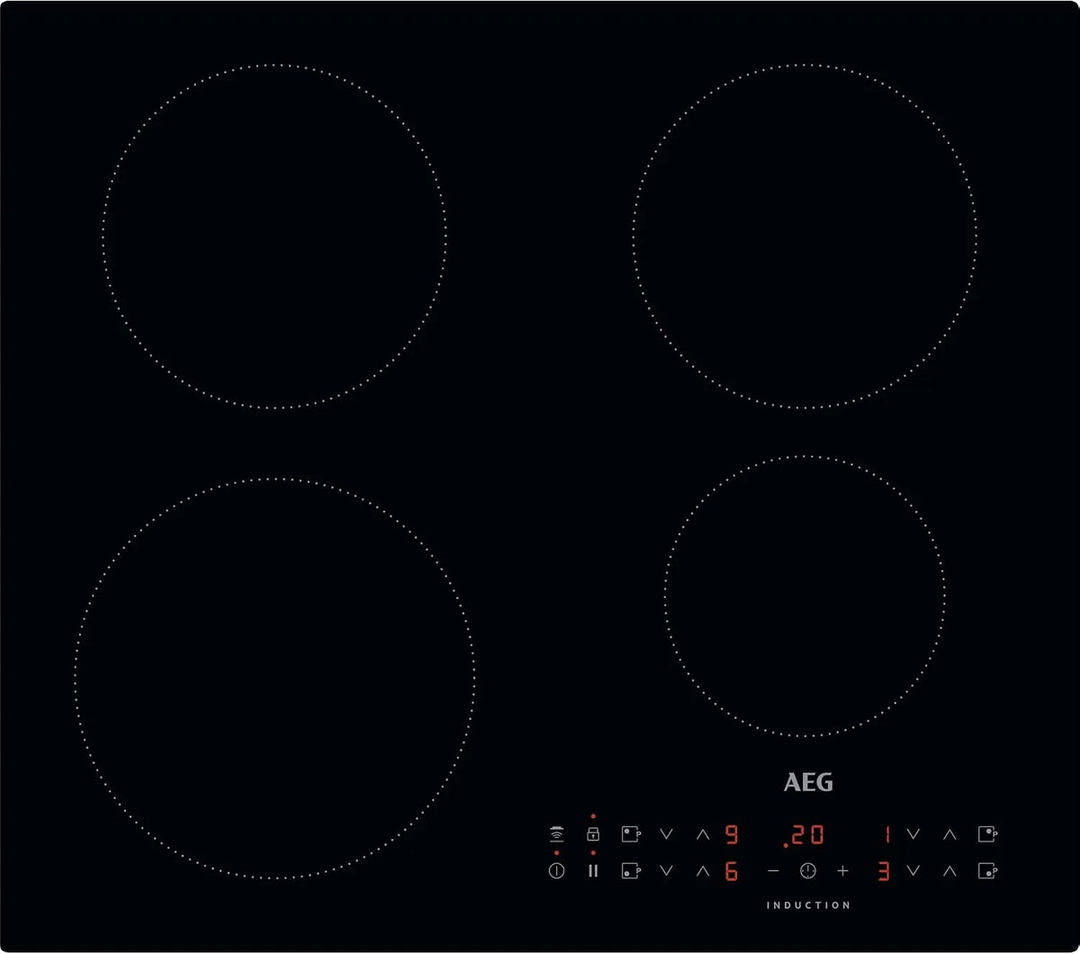 AEG Serie 3000 IKx64301CB Induktionskochfeld, 60cm, 4 Kochzonen, Induktionsplatte, Boost, Timer, Schwarz, Hob2Hood-Funktion, LED-Anzeigen, Booster