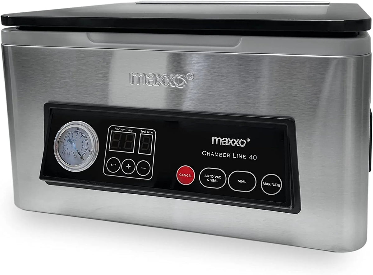 Produkt Maxxo VM ChamberLine 40 Kammervakuumierer 4 L Profi Vakuumierer für Flüβigkeiten 72 l/min + 30 Stück Vakuumbeutel Kostenlos!