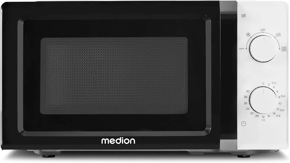 Mikrowelle MD11475, 20 L, Timer, Auftaufunktion, Mikrowellenofen, Weiß, 700 Watt, 5 Mikrowellenstufen, MEDION Mikrowelle, 20 Liter, klein kompakt und