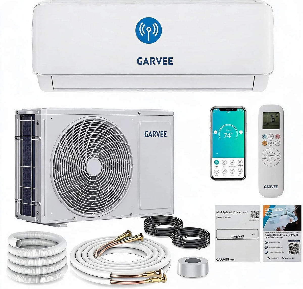 Klimaanlage R32, WLAN, App, Inverter, Dampf, leise, 2 kW, Schnelle Montage, A++ Energieeffizienz, Aktivkohlefilter