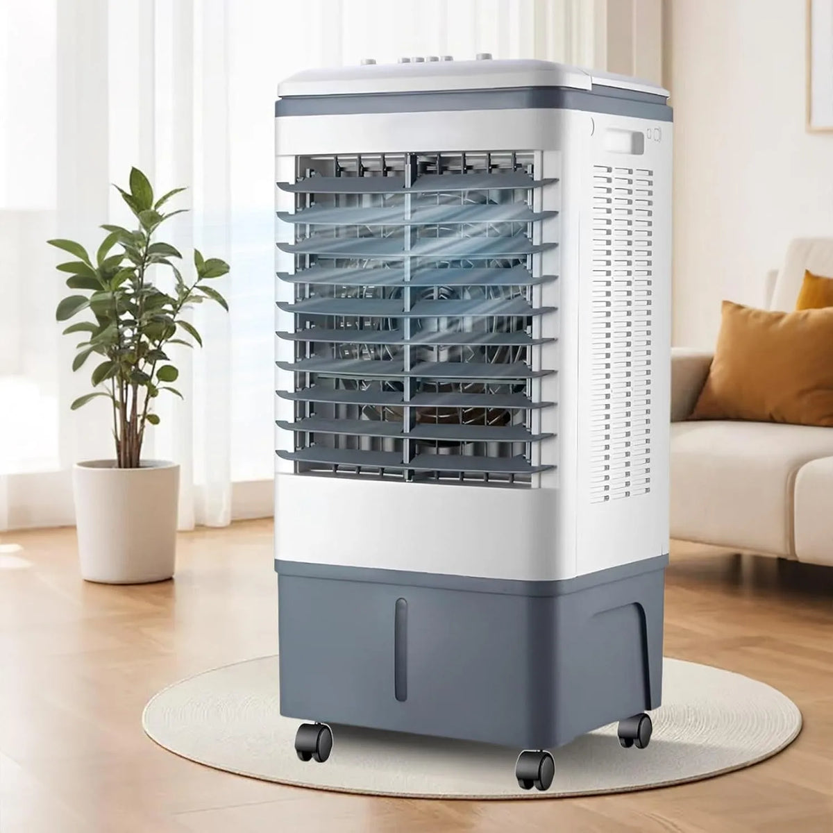 Klimaanlage, 20 L, 2000 m3/h, 3 Geschwindigkeiten, 80W, 2 Kühlakkus, 2000m3, automat. Schwenk, für Schlafzimmer & Büro