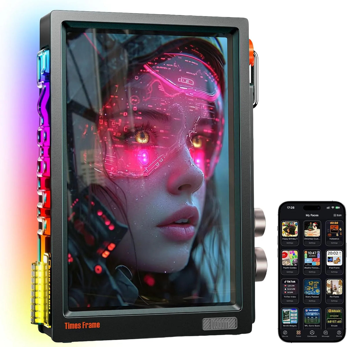 Modell 64GB, Divoom Times Frame 10.1' WLAN Digitaler Bilderrahmen mit App & 64GB, 1280×800 HD IPS Display, schwarz, RGB Pixel-Art Deko für Zuhause