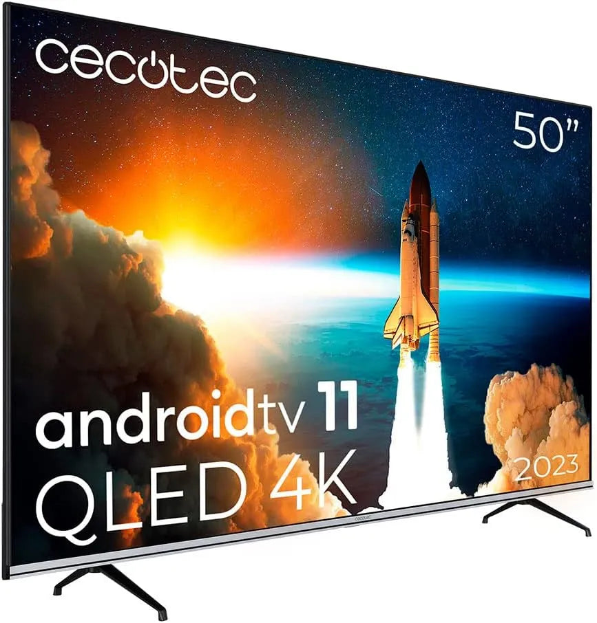 Cecotec VQU10050S. Smart TV, 50 Zoll, Fernseher, 4K UHD, QLED, Dolby Audio, Transportrollen, rahmenlos, Android OS, Wide Color Gamut 96%, Android 11