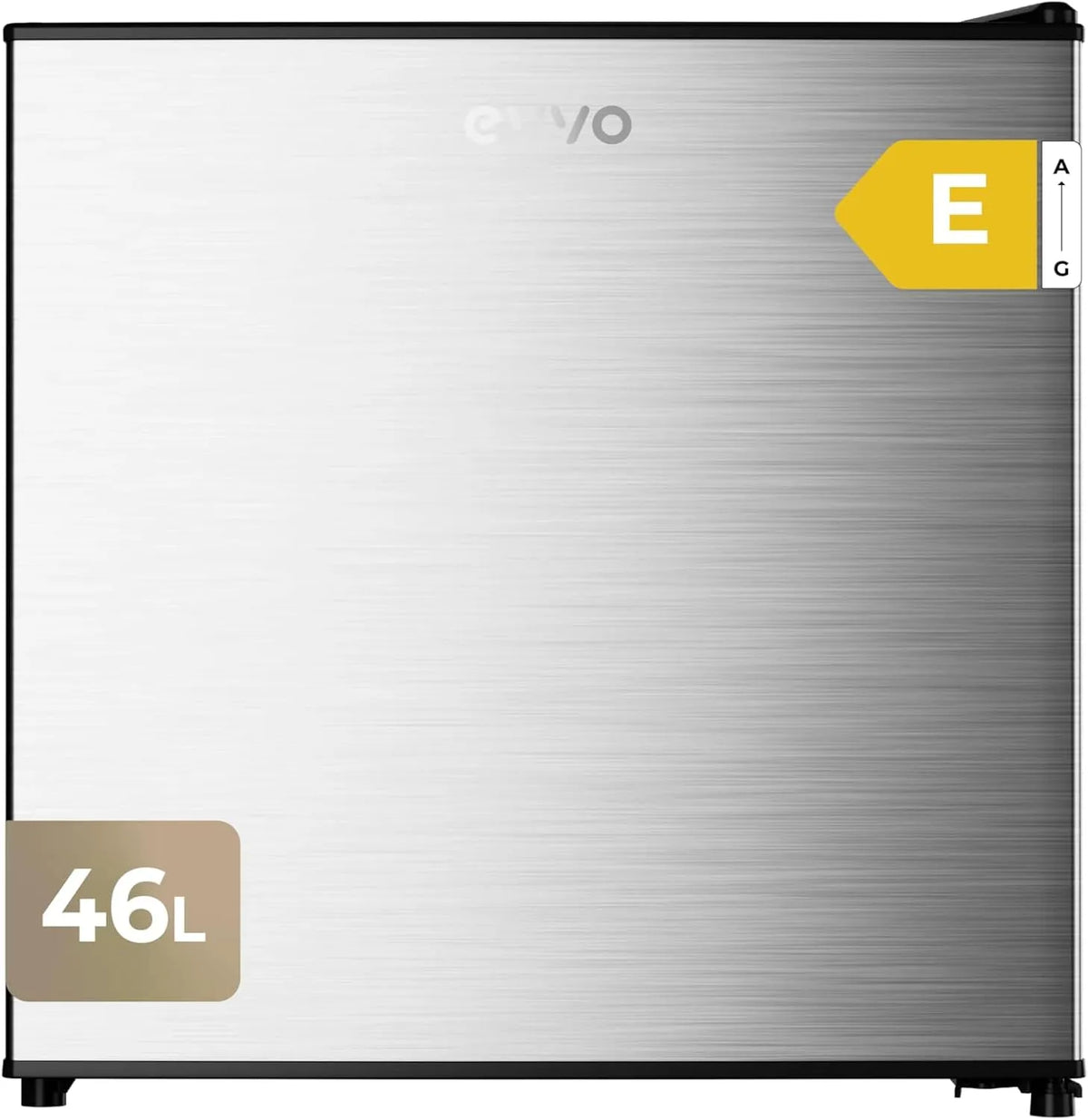 Kühlschrank, 46 L, 41 dB, EVVO F22x, leise, Edelstahl, 80 kWh, Jahr, energiesparend, Schlafzimmer und Studio