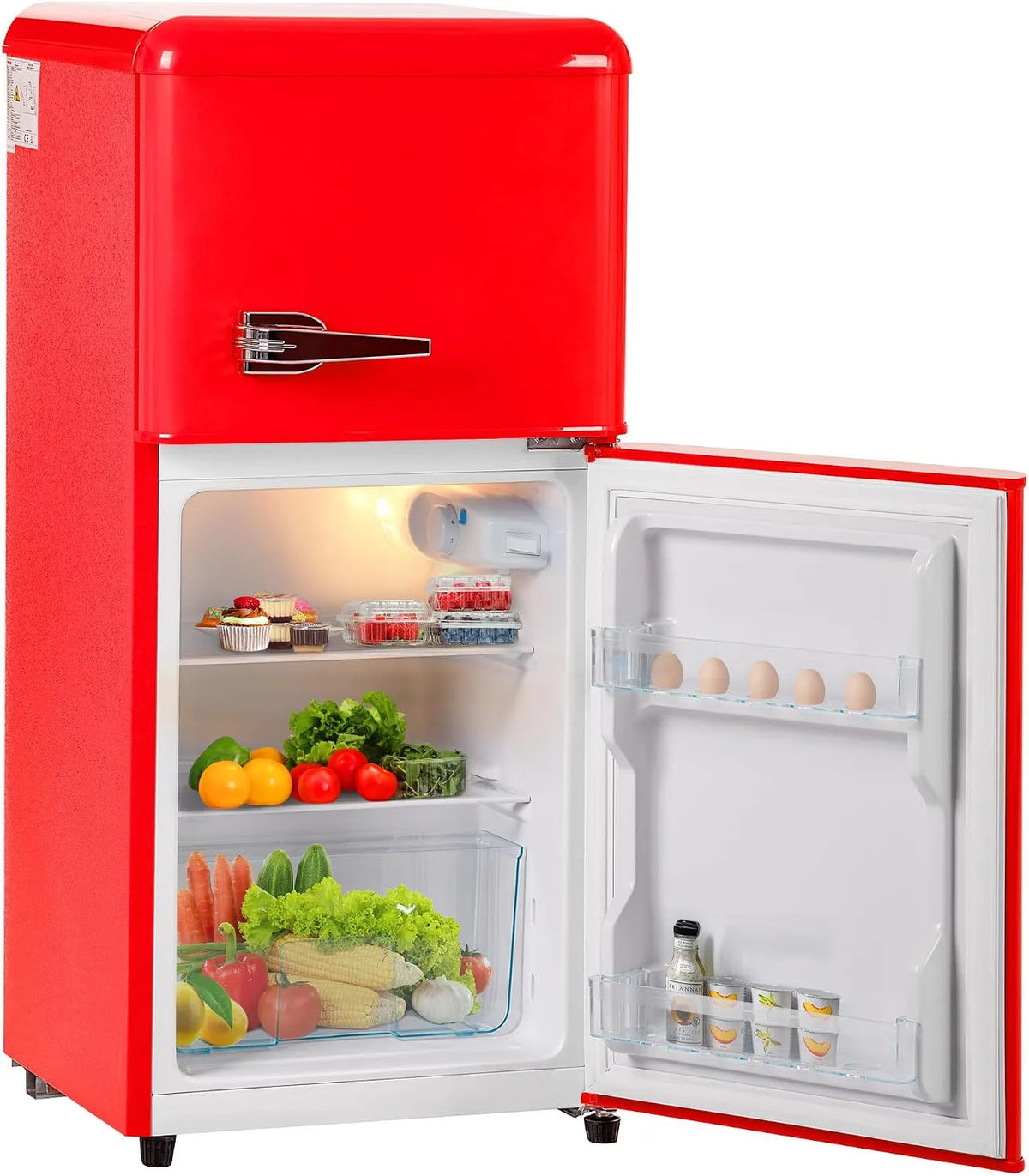 Kühlschrank, 60 L, 88, 8x45, 5 cm, Energieklasse E, Wohnzimmergestaltung, Gefrierfach, Flexible Aufteilung, 22 L Gefrier, LED, 7 Temp