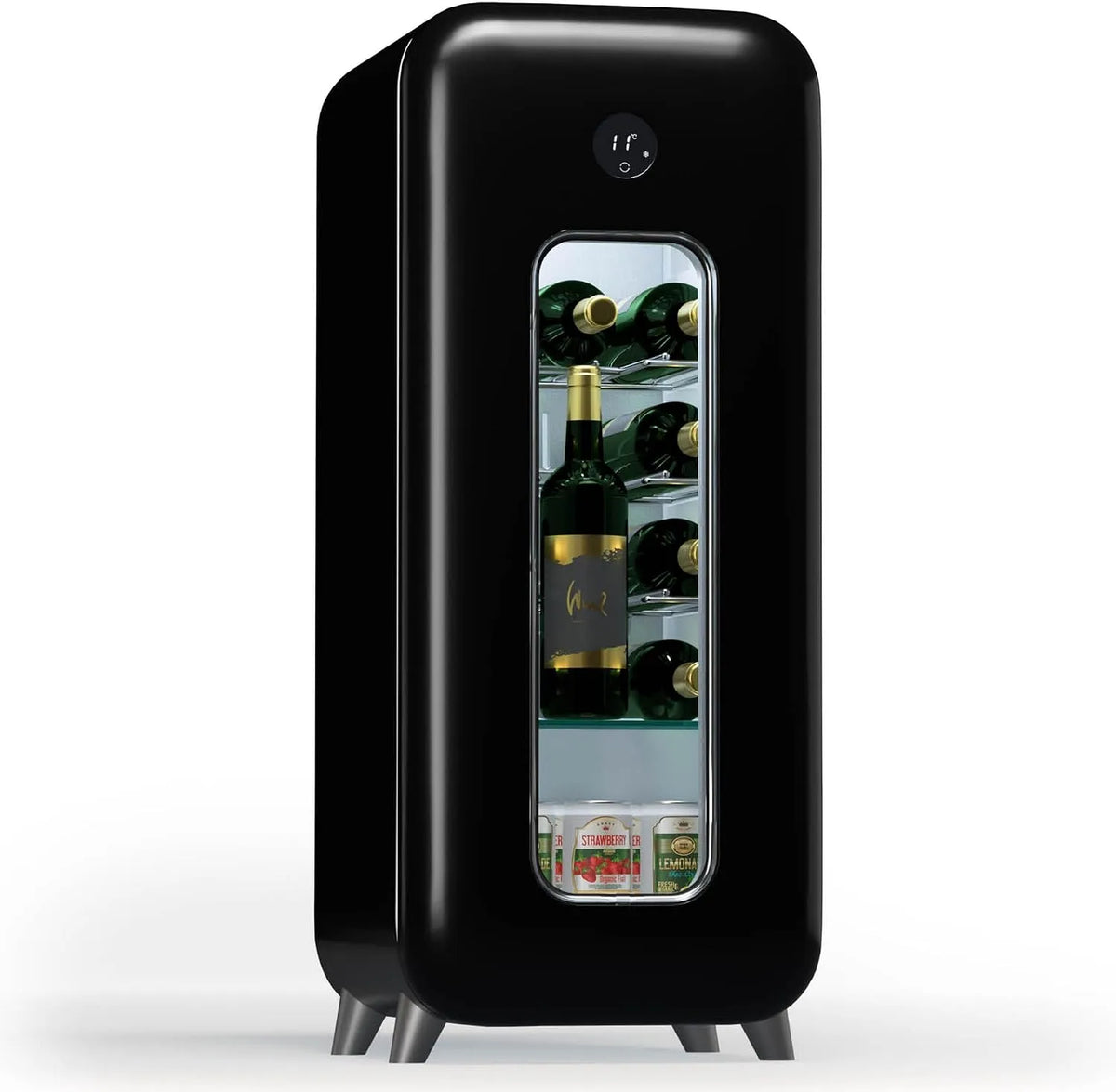 Klarstein Weinkühlschrank, 15 Flaschen, 1 Kochzonen, Glas, freistehend, Outdoor, Indoor, Getränkekühlschrank Klein, Kleiner Weinschrank, Wine Fridge