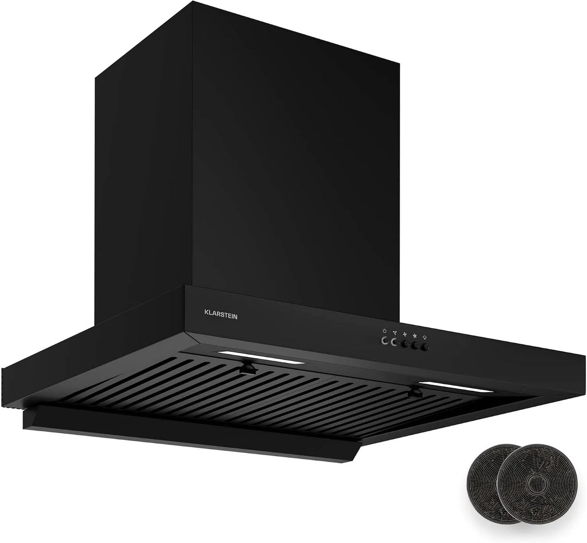 Klarstein Dunstabzugshaube, 60 cm, 721 m3/h, Küchenhaube, Abluft- und Umluftbetrieb, LED-Beleuchtung, Boost, Schwarz, Abluft & Umluft, Drucktasten
