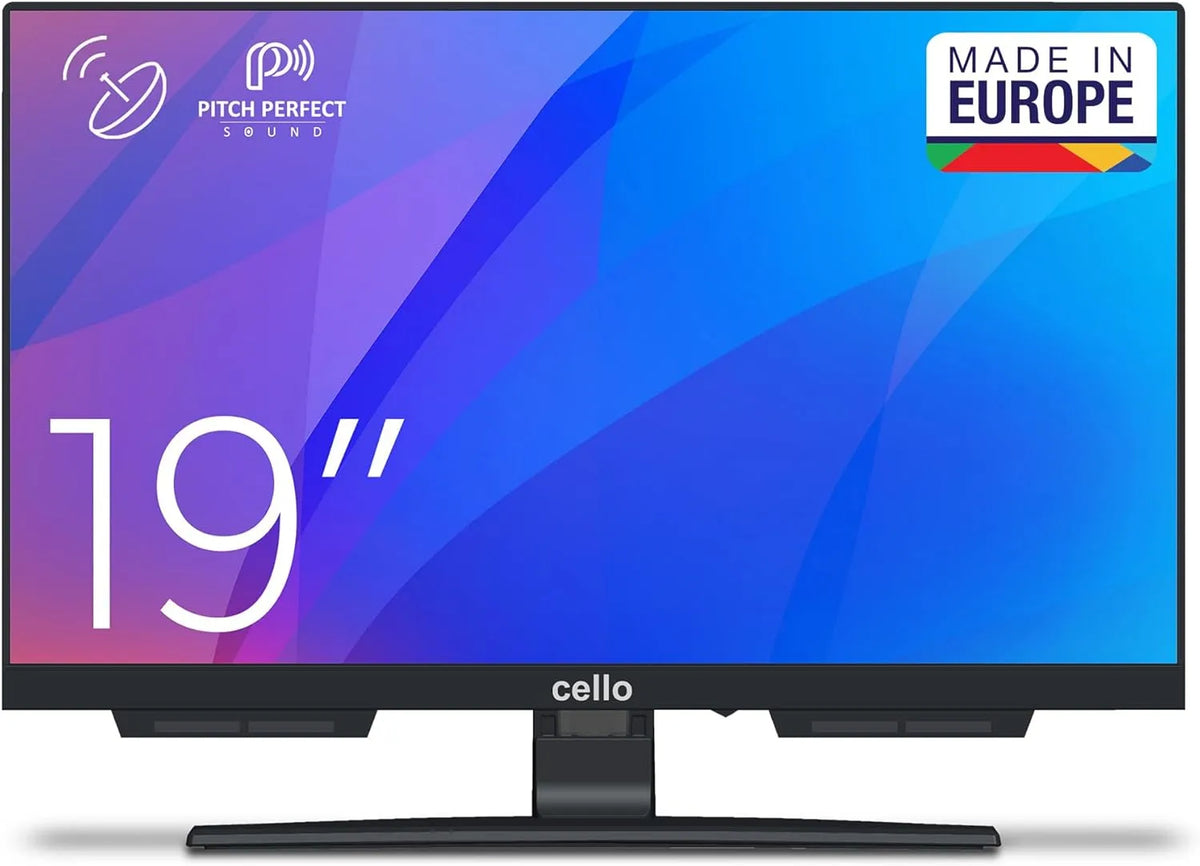 Smart TV, 19 Zoll, 230 V, Fernseher, Cello C1924SH, HDMI, USB, Triple-Tuner DVB-C/S2, T2, Nicht smart, USB-Aufnahme, Pitch Perfect Sound, für kleine