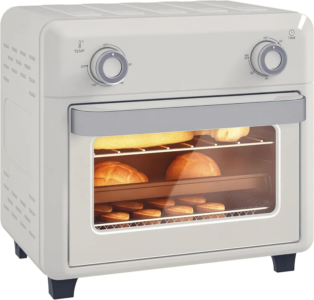 Backofen, 10 L, 1000 W, HOMCOM, 10L Heißluftfritteuse, 1000W, Cremeweiß, HOMCOM Minibackofen mit Umluft