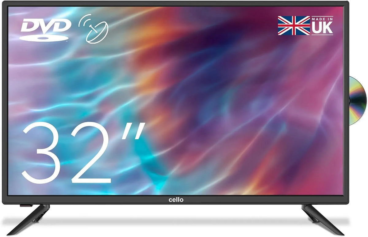 neues Modell 2020, 32' HD Ready LED Einbau-DVD mit Freeview HD 2020 Modell Made in UK, Schwarz, Cello ZF0223