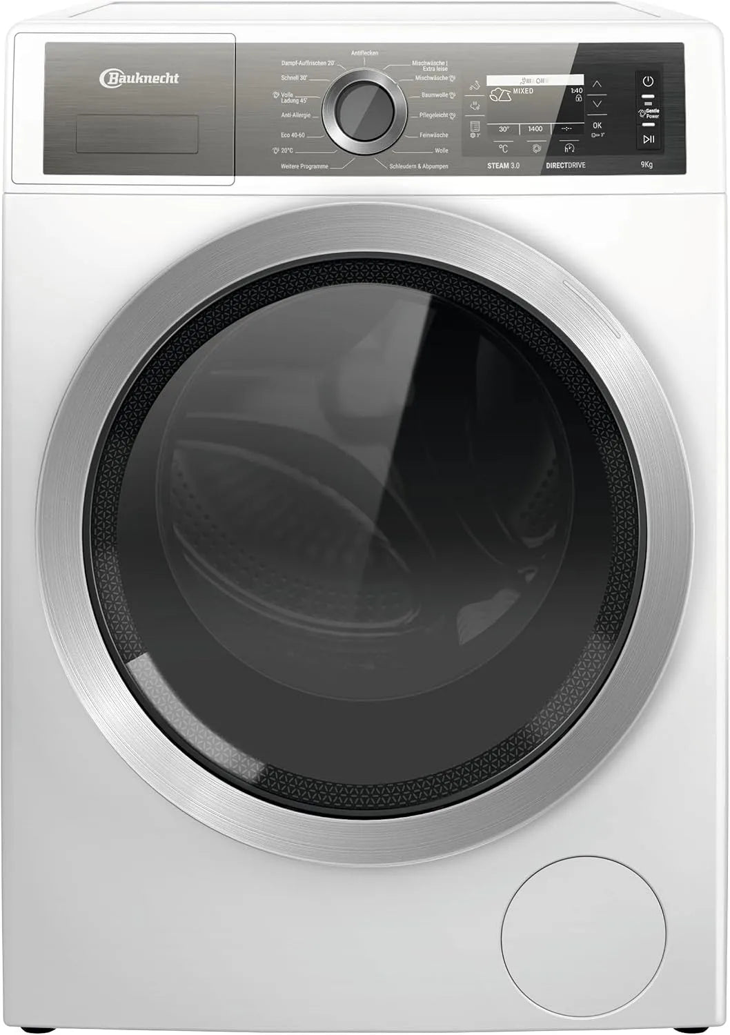 Bauknecht 45Min., Waschmaschine, Hygiene, leise, A-30%, Volle Ladung 45Min, SteamHygiene, SteamRefresh, SteamFinish, Gentle-Power, Direct Drive-Motor