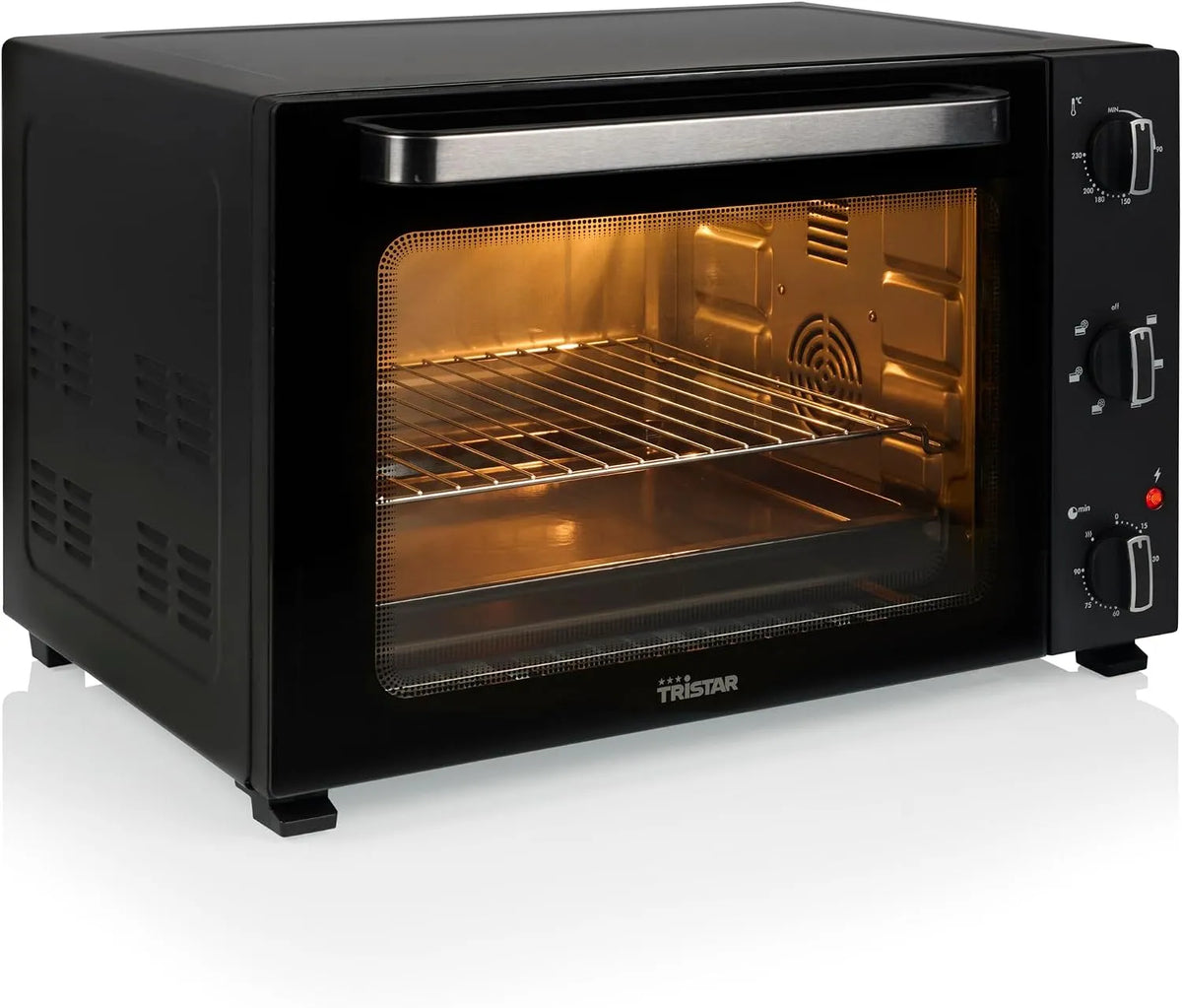 Modell 90-Minuten-Timer OV-3665, Umluft mit 6 Heizstufen, Tristar Konvektionsofen 48 L, 1800 W, Backblech und Grillrost, Doppelglastür