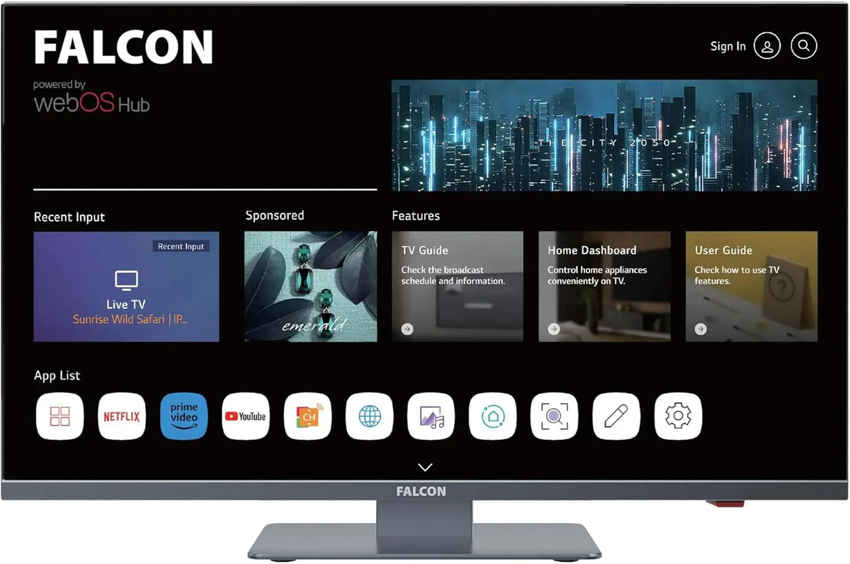 LG 12V/24V Smart TV, 22 Zoll, 12 V, Fernseher, webOS, HDMI, USB, WLAN, Bluetooth, Full HD, Camping, DVD Player, IPTV Streaming, DAZN, Paramount Plus