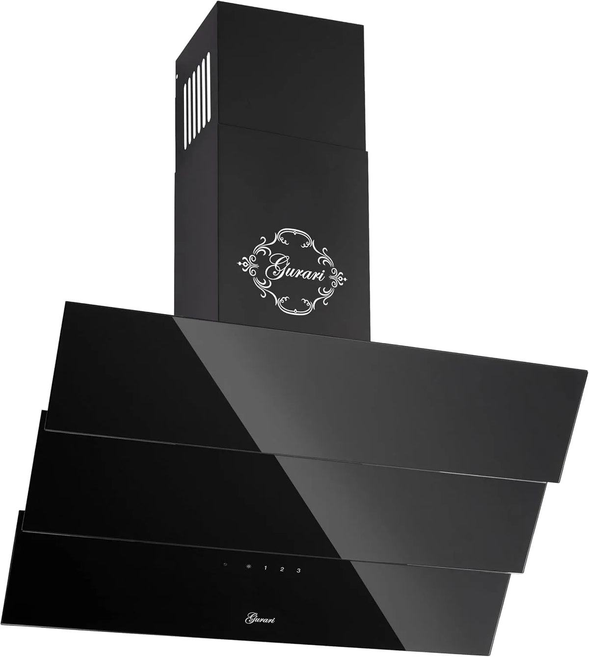 Dunstabzugshaube, 60 cm, Küchenhaube, Gurari BL.6, kopffrei und schräg, Schwarz
