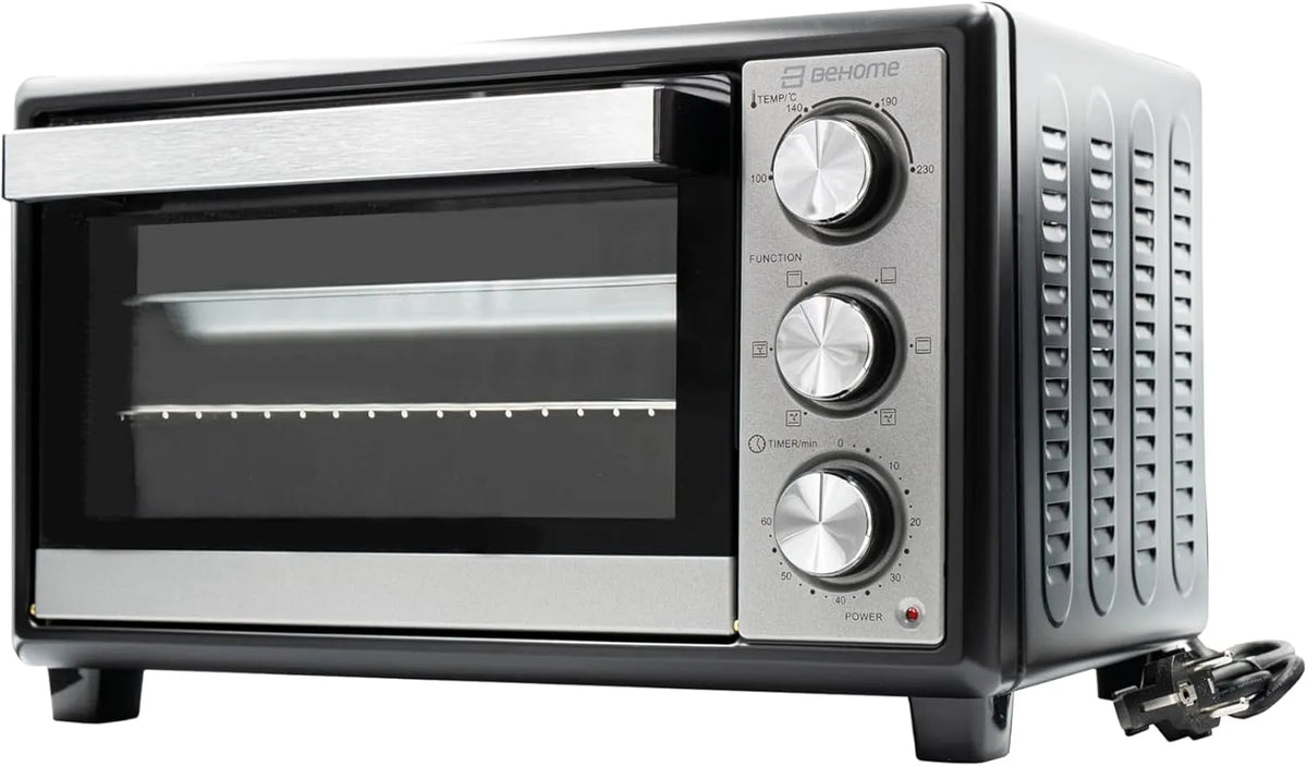 Produkt klein, BEHOME Elektrischer Ofen mit Umluft, 20 l, Temperatur bis zu 230 °, Timer 60 min, elektrischer Tischofen mit Grillrost, Backblech und