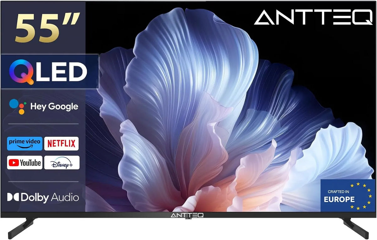Google Q55 Smart TV, 55 Zoll, Fernseher, 4K UHD, QLED, HDR, Triple-Tuner DVB-T2, S2, WLAN, Bluetooth, 4 GHz, 5GHz, Prime Video, 000+ Apps, HDR10, 139