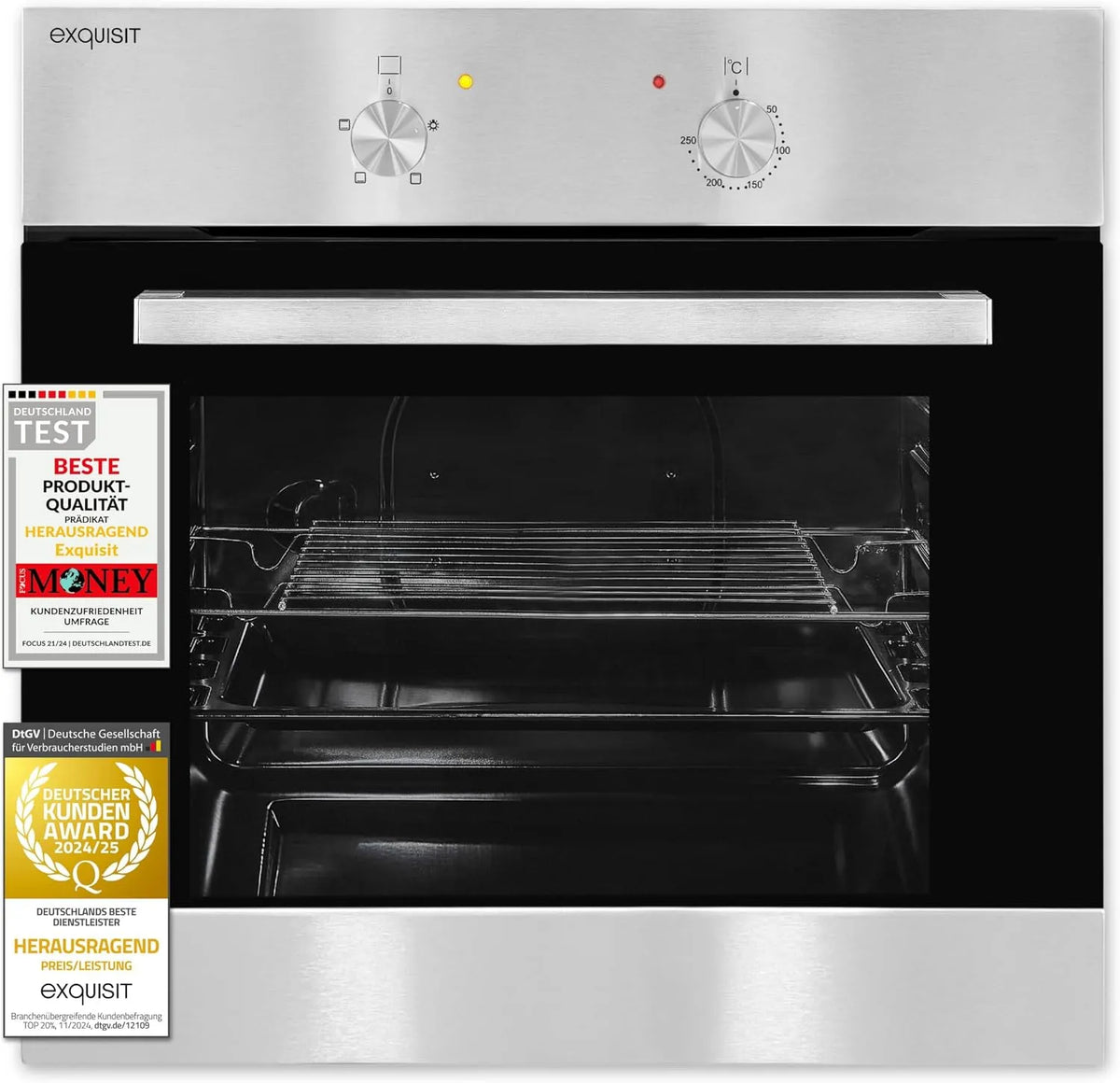 Exquisit Backofen, 62 L, 2200 W, Energieklasse A, Einbau, Exquisit Einbaubackofen EBE 455-1.1 - 62 l