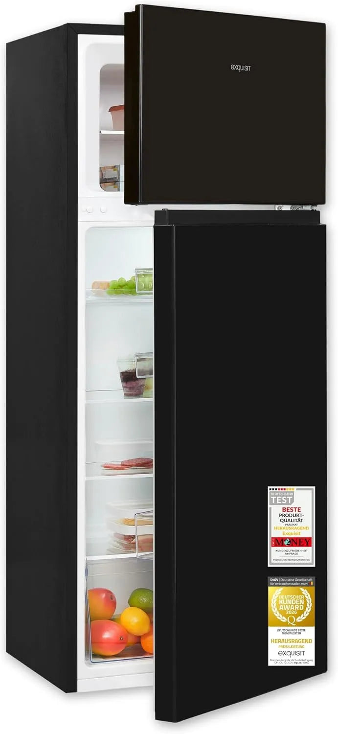 Exquisit Kühlschrank, 206 L, freistehend, Gefrierfach, Schwarz