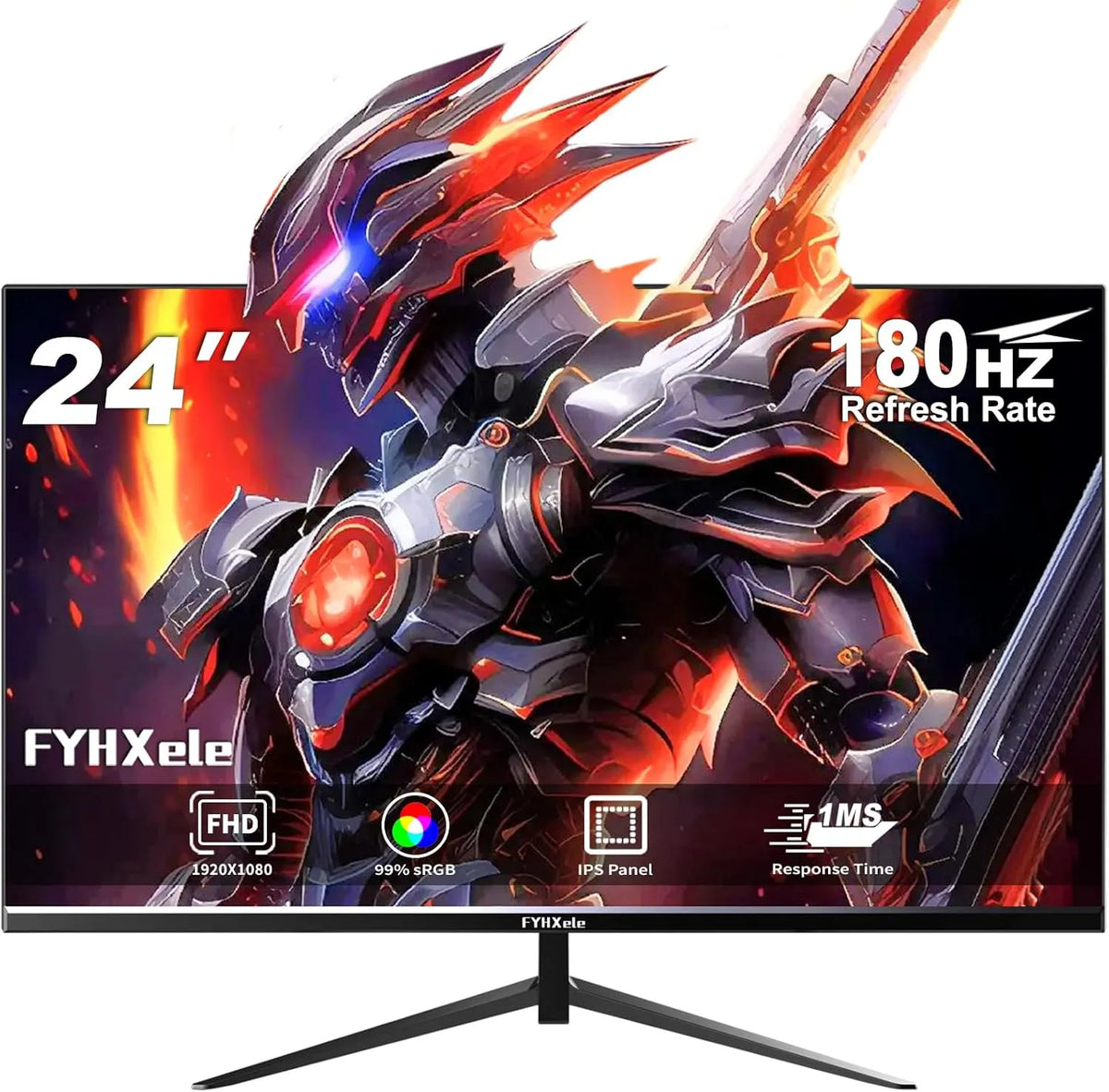 Monitor, 24 Zoll, 75x75 mm, 1920 × 1080, 1 ms, 180 Hz, Gaming-Ausstattung, HDR, Full HD, IPS-Panel, HDMI, PC-Bildschirm, Schwarz, 1 & DP 1, VESA 75x75