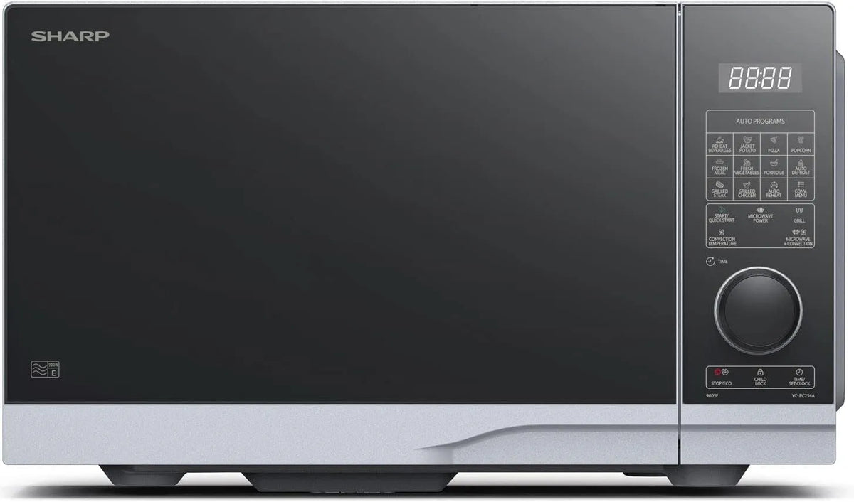 Sharp YC-PC254AE-S Mikrowelle, 25 L, 900/1200, 2050 W, 14 Programme, Grill, Kindersicherung, Mikrowellenofen, Silber, ECO-Modus, Sharp YC-PC254AE-S 3