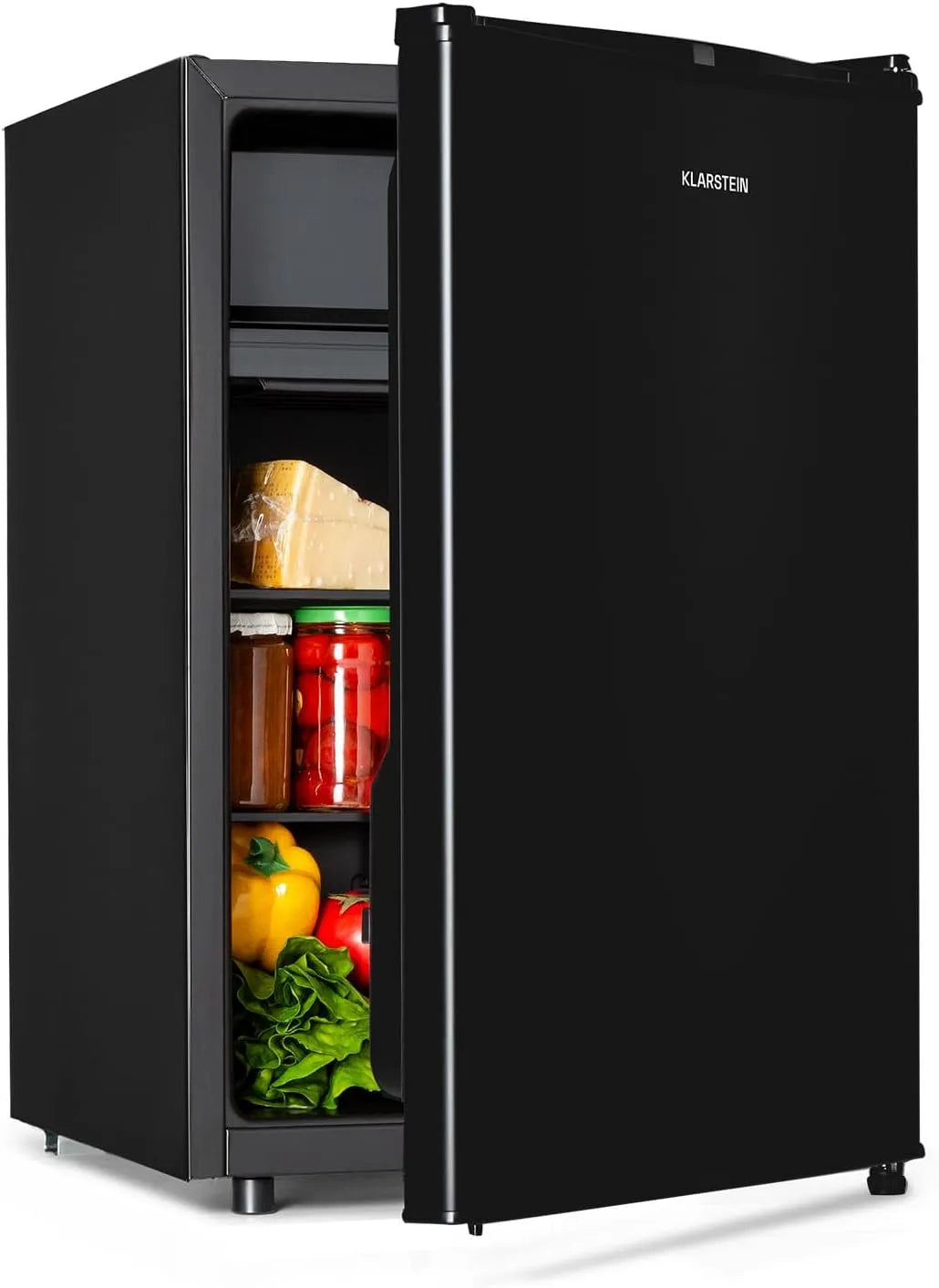 Klarstein Kühlschrank, 72 L, 42 dB, Schwarz, 7 Kühlstufen, Klarstein Obsidian - Kühlschrank, Gemüsefach