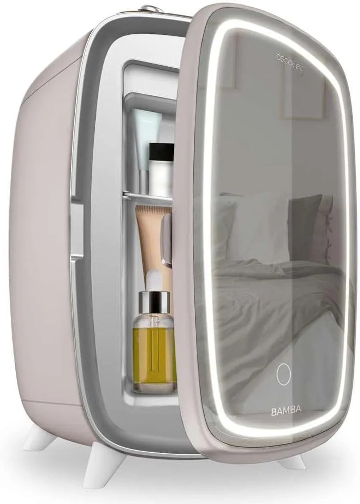 Cecotec Kühlschrank, 6 L, LED-Licht mit 3 Intensitäten, Kühlung bis zu 10oC, Cecotec Kleiner Kosmetik-Kühlschrank 6L Bamba CoolingBeauty 6000 Mirror