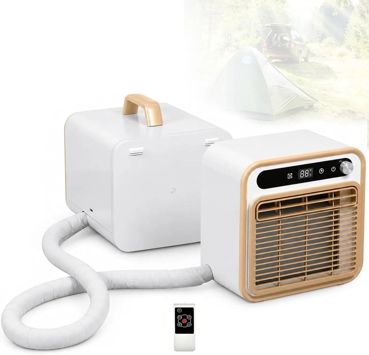 Klimaanlage 12-Stunden-Timer 1.5mPipe, tragbar, Touch-Bedienung, Camping, 5000 BTU, Touch-Panel, Büro & Camping, Modell 2026, Keine Montage