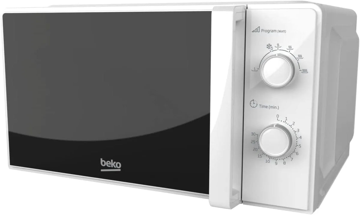 Beko MOC20100WFB Mikrowelle, 24, 5 cm, 20 L, 700 W, Timer, Auftaufunktion, Mikrowellenofen, Weiß, 30 min, Timer max, 5 Stufen, Auftau- und