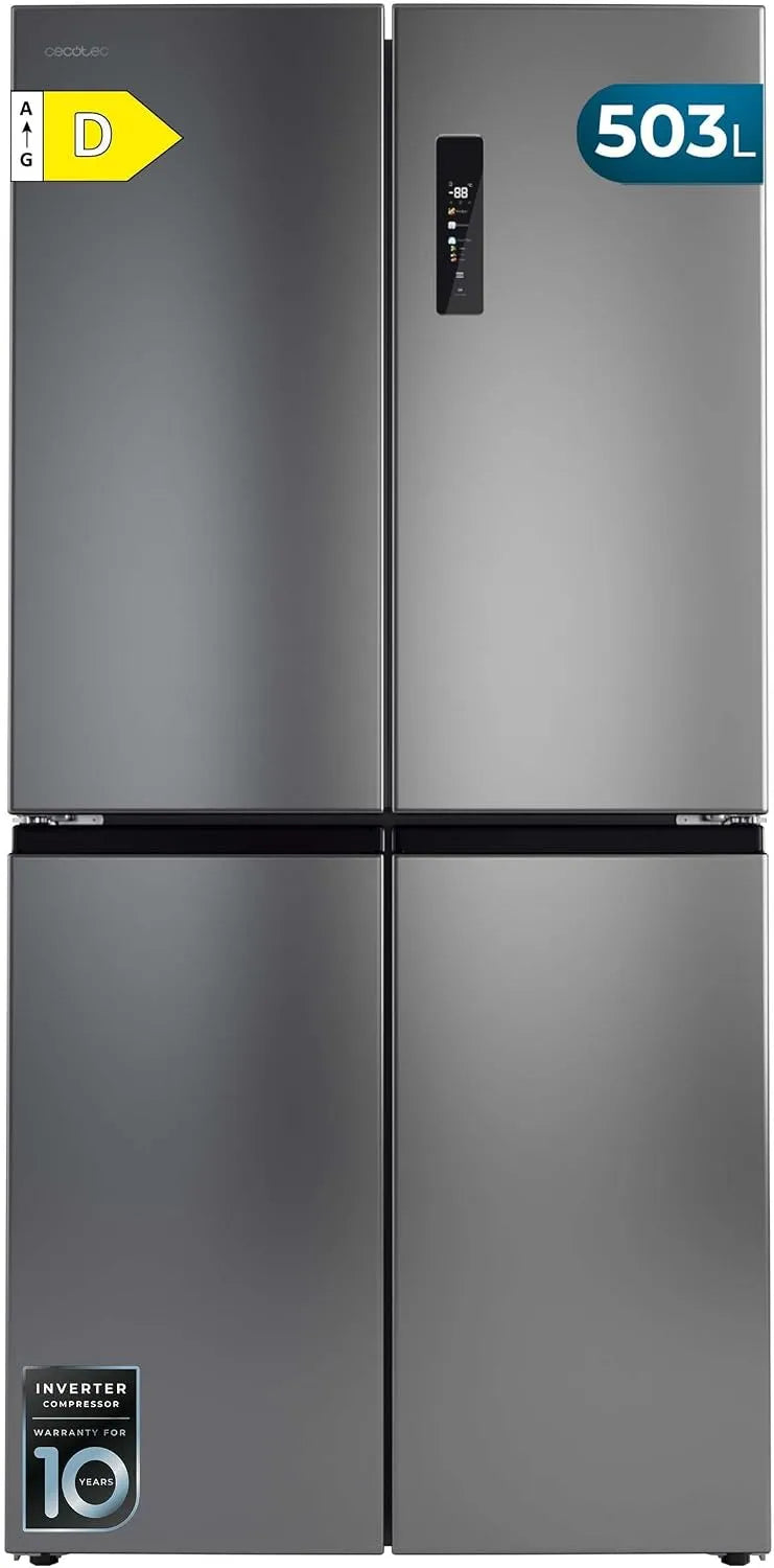 Cecotec Bolero CoolMarket 4D Kühlschrank, 503 L, Energieklasse D, No Frost, Gefrierfach, Edelstahl, FreshNess Hub, Höhe 177, Breite 85 cm, 5 cm