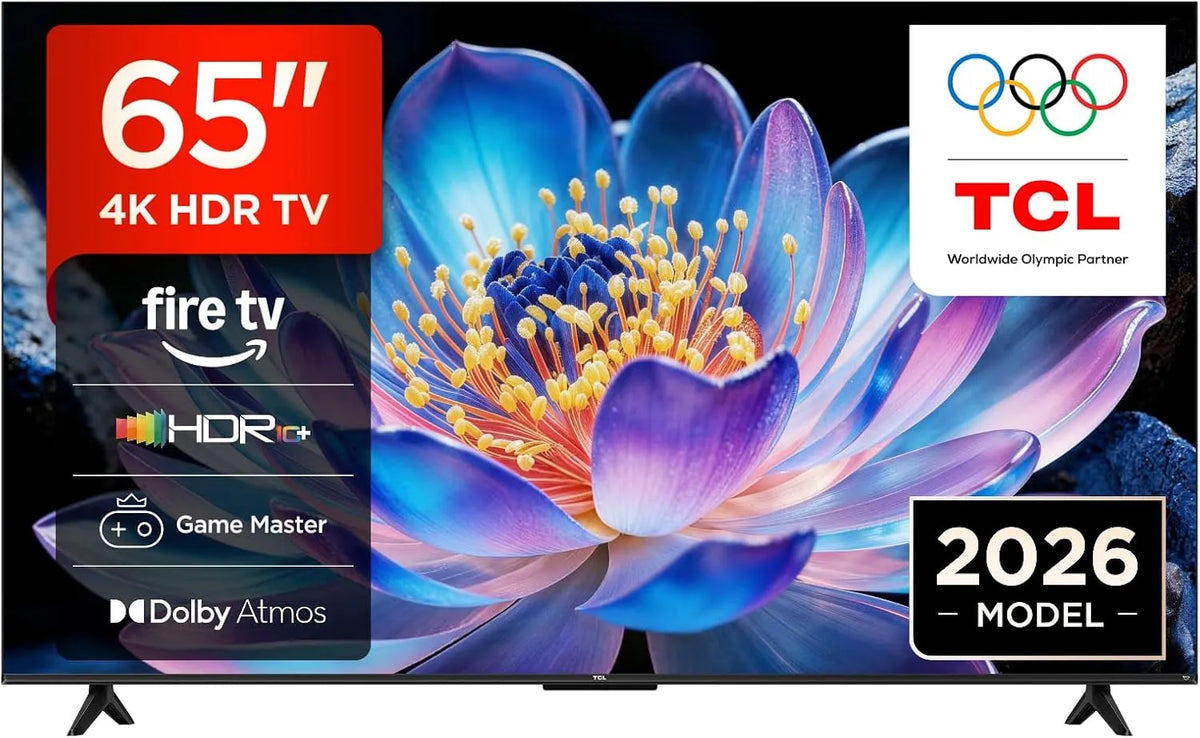 TCL 65V6D Smart TV, 65 Zoll, Fernseher, 4K UHD, HDR, Dolby Audio, HDR10+, Dolby Atmos, AirPlay 2, DTS:x, Kompatibel mit Alexa, Fire TV, Game Master