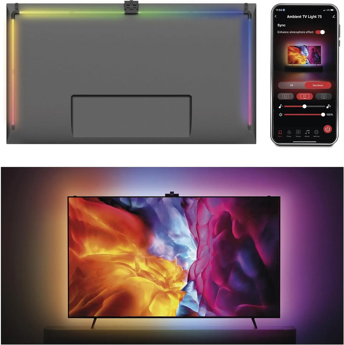 Smart TV, 189 cm, Fernseher, WLAN, App, Helligkeit 660 lm, Appsteuerung, WiFi Konnektivität, EMOS, Sprachassistenten
