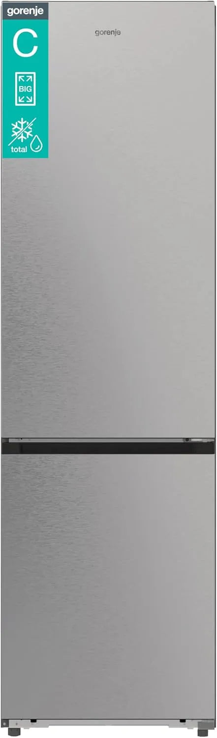 Gorenje NRB620C6x4WFE C, 34dB, 413 Kühl-Gefrierkombination, 413 L, 203x59, 5x65, 8cm, 34 dB, No Frost, freistehend, Kühlschrank mit Gefrierfach, Grau