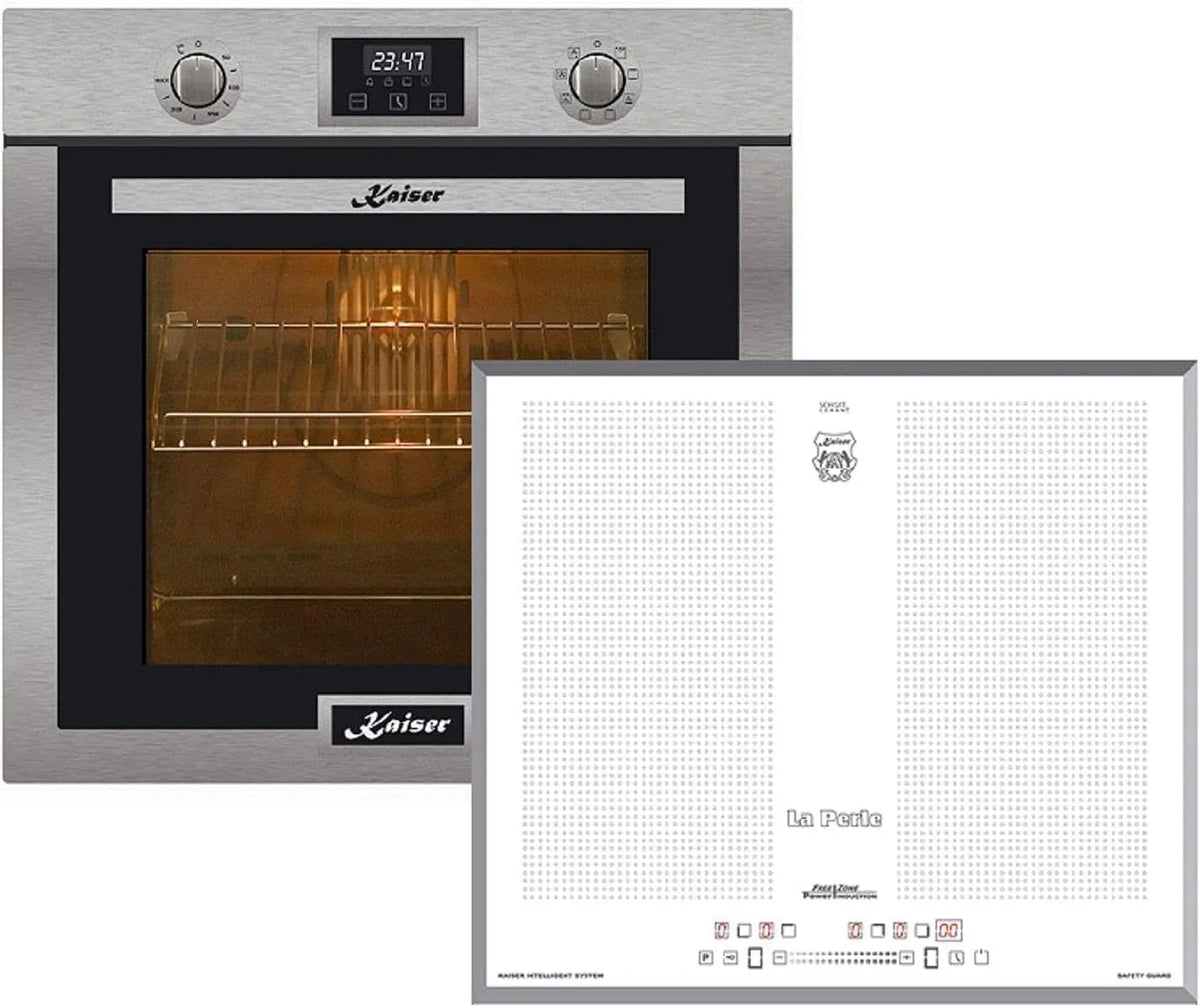 Backofen, 60 cm, 79 L, Einbau, Boost, autark, Edelstahl, Kaiser Induktions Herd-Set EH 6323+ KCT 67 FIW La Perle