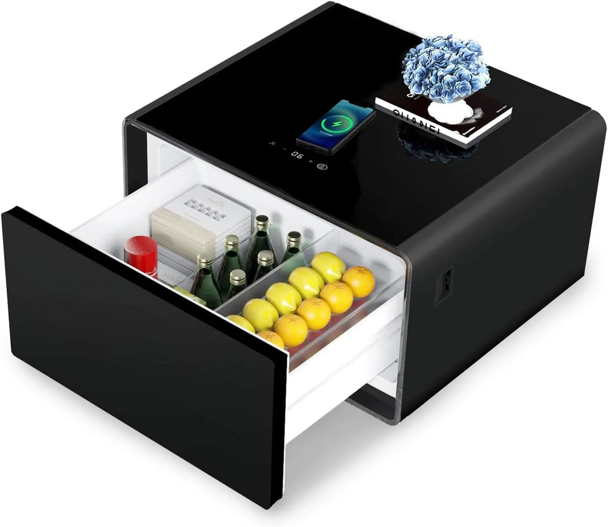 Kühlschrank, Wohnzimmergestaltung, kabelloser Ladestation und einstellbarem Induktionslicht, Büro