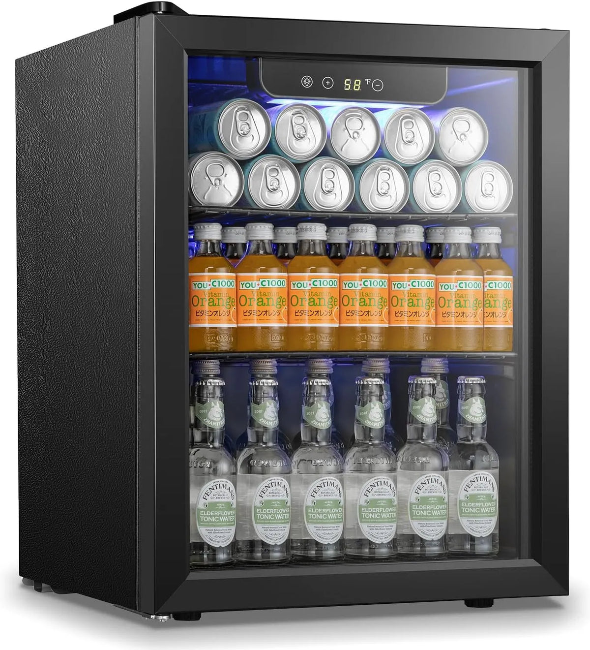 Kühlschrank, Glas, 68 Dosen, Wein, Mini-Kühlschrank mit Glastür für Biergetränke